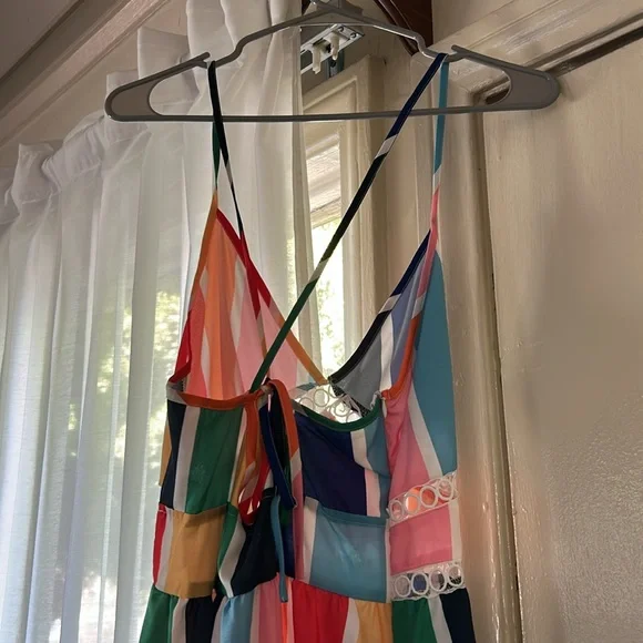 Colorful Rainbow Striped Ruffle Dress - Picture 4 of 9